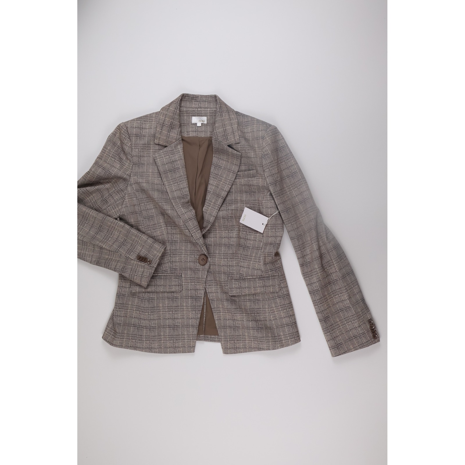 Ecru Blazer Glen Plaid Jacket S Brown Professional Career